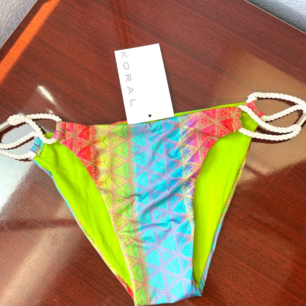 Koral Bikini Bottom Green/Multi Color pattern Sz S